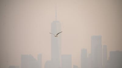 Heavy smog covers lower Manhattan. AFP