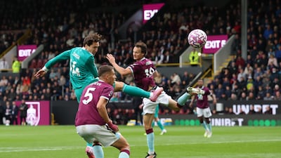 Liverpool substitute Federico Chiesa heads a chance wide moments after coming off the bench. Getty Images
