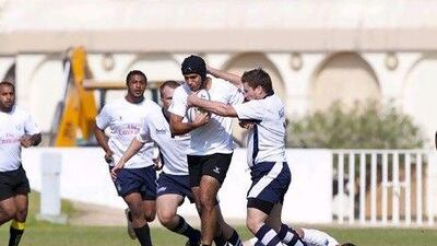 Players of the UAE Shaheen team in action during the Abu Dhabi Harlequins Sevens tournament late last year. Some of the players will participate in the Bangkok Sevens this weekend.