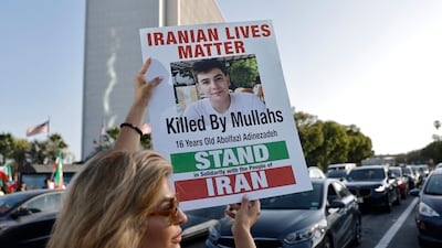 Supporters of regime change in Iran rally outside the Wilshire Federal Building in Los Angeles, California. The Los Angeles area holds the largest Iranian community in the world outside of Iran. AFP