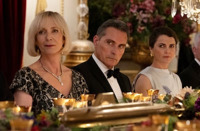 From left: Allison Janney, Rufus Sewell and Keri Russell in The Diplomat. Photo: Netflix