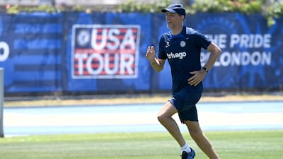 Chelsea manager homas Tuchel during the training session at Drake Stadium UCLA Campus in Los Angeles.