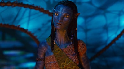 Neytiri (Zoe Saldaña) in 20th Century Studios' AVATAR: FIRE AND ASH. Photo courtesy of 20th Century Studios. © 2025 20th Century Studios. All Rights Reserved.