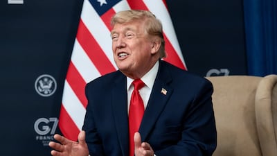 US President Donald Trump speaks to reporters during the G7 summit, in Evian-les-Bains, France. Reuters