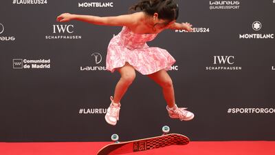 Australian skateboarder Arisa Trew arrives in Madrid for the Laureus World Sports Awards ceremony. EPA