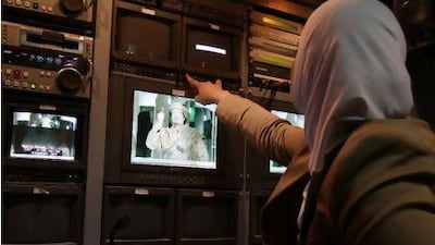 Hawazen Al Juburi in the studios of Arrai, an Arabic television channel based in Damascus that has become the favoured forum for Muammar Qaddafi, who is now on the run after rebel forces took control of most of the country he lorded over for 42 years.