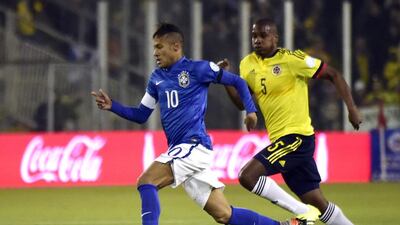 Neymar shown in action with Brazil during the 2015 Copa America. Luis Acosta / AFP