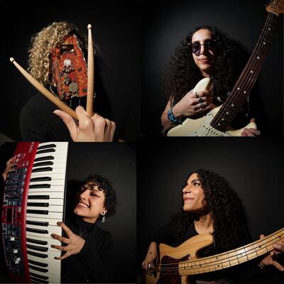 Saudi band Seera consists of drummer Thing, guitarist Haya, Meesha on bass and singer and keyboard player Nora. Photo CTRL Music