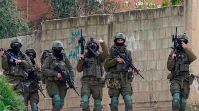 Israeli soldiers enter the city of Qabatiya, north of Jenin. AFP