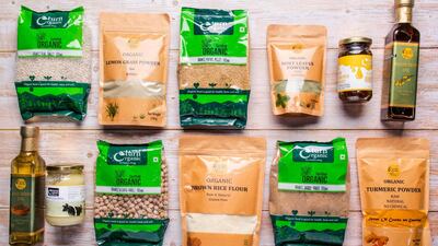 A range of organic flours, lentils and oils at Hayawiia