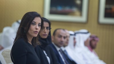 Dina Habib Powell, pictured here delivering a lecture on women's economic empowerment in Abu Dhabi, is the latest White House departure. Donald Weber / Crown Prince Court - Abu Dhabi
