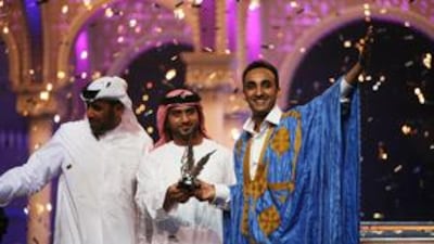 Last year's winner, Seedi Mohammed celebrates his win in the Prince of Poets contest.