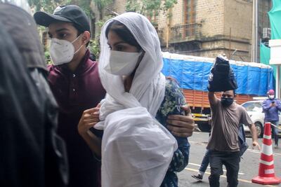 Rhea Chakraborty arrives at the Enforcement Directorate office in Mumbai on August 7. AFP