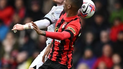 Liverpool's Harvey Elliott in action with Bournemouth's Jaidon Anthony. Reuters