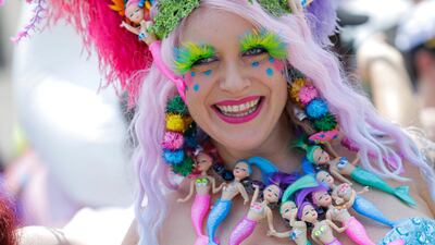 A participant in costume at the 37th Annual Mermaid Parade In the Coney Island section of Brooklyn in New York, U.S., June 22, 2019. Photo: Reuters