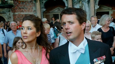 Crown Prince Frederik and Mary Donaldson attend a wedding at the Frederiksborg Castle Church in Hillerod, Denmark, in 2002. EPA