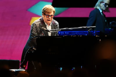 Elton John performs during his "Farewell Yellow Brick Road" Tour on March 23, in Liverpool, England. Getty Images