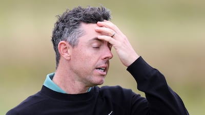 Rory McIlroy reacts during his opening round. EPA