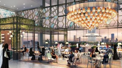 Rendering of cafe blanc in the Marketplace food hall at Al Maryah Central, a 2.3 million-square-foot super-regional shopping centre located at the core of Al Maryah Island in Abu Dhabi. Courtesy Gulf Related