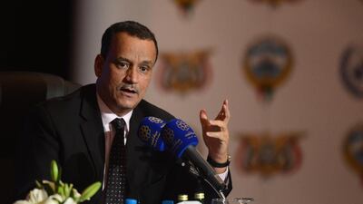 UN special envoy for Yemen Ismail Ould Cheikh Ahmed during a press conference at Kuwait's information ministry in Kuwait City on April 22, 2016. UN-brokered peace talks between the Saudi-backed Yemeni government and the Houthi rebels began on April 21 in an attempt to end a year-long war in Yemen. Raed Qutena/EPA