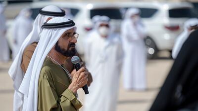 Sheikh Mohammed bin Rashid honours the UAE Mars Mission team responsible for sending the Hope probe to the Red Planet, during a government retreat on Tuesday. Courtesy: Sheikh Mohamed bin Zayed Twitter
