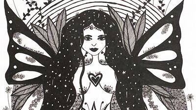 A drawing by Shah that symbolises beauty, freedom, transformation, growth, success and protection. Photo: Natascha Shah