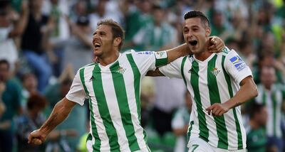 Joaquin, left, continues to be an integral part of the Real Betis side. Jose Manuel Vidal / EPA