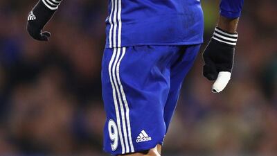 Diego Costa of Chelsea with a bandge on his fingers during the match. Clive Rose / Getty Images