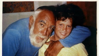 “I’m going to try and visit as many of the countries where it’s screening as I can. I can’t describe how proud I am, and I know my father would be, too,” says Malek. Pictured: a young Malek Akkad with Anthony Quinn