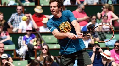 Andy Murray takes part in a training session ahead of the start of his French Open campaign. Eric Feferberg / AFP