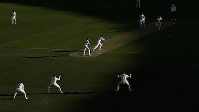 Michael Neser of Australia bowls at Joe Root of England during day one of the Ashes Series Test Match between Australia and England in Brisbane. Getty Images