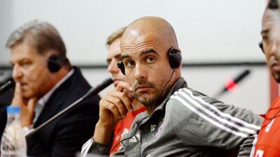 Bayern Munich manager Pep Guardiola shown at a news conference in Beijing on Friday ahead at the outset of the team's tour of China. Wang Zhao / AFP / July 17, 2015