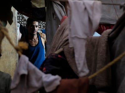 A displaced Yemeni at a makeshift camp in Sanaa. EPA