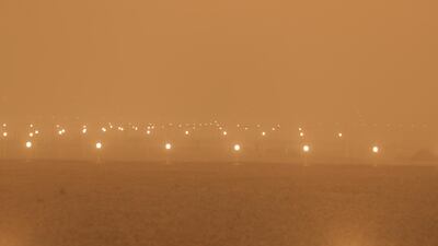 A view of the runway during a sandstorm blown over from North Africa known as "calima" at Las Palmas Airport, Canary Islands, Gran Canaria. Reuters