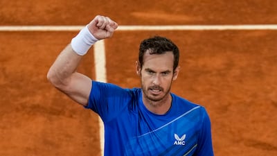 Andy Murray celebrates his victory over Dominic Thiem at the Madrid Open. AP