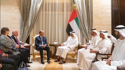 Sheikh Mohamed bin Zayed welcomed Larry Fink and Henry Kravis