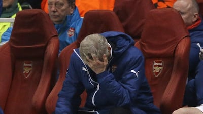 Arsenal manager Arsene Wenger shown during his side's 3-1 Champions League last 16 first leg loss to AS Monaco on Wednesday at the Emirates Stadium in London. Matt Dunham / AP / February 25, 2015