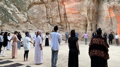 People participate in AlUla wellness festival. Photo: Mariam Nihal / The National
