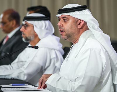 Majid Al Suwaidi, director general of Cop28, during the fifth meeting of the ISA Regional Committee for Asia and the Pacific Region in Abu Dhabi. Victor Besa / The National