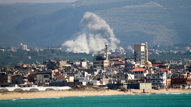 Smoke rises from an Israeli air strike on the village of El Qlaile, near the coastal city of Tyre in southern Lebanon. AFP