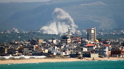 Smoke rises from an Israeli air strike on the village of El Qlaile, near the coastal city of Tyre in southern Lebanon. AFP