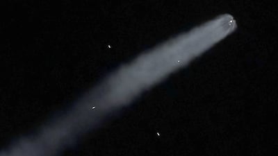 The Russian Soyuz booster rocket FG with Soyuz MS-15 spacecraft lifts off from the launch pad at Baikonur Cosmodrome in Kazakhstan. EPA