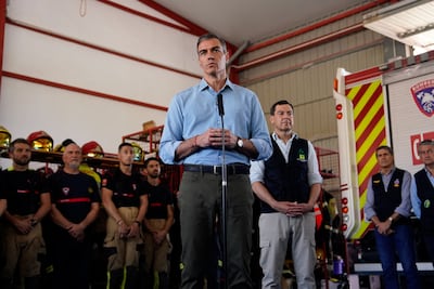 Spanish Prime Minister Pedro Sanchez inspects firefighting efforts in Almeria. Reuters
