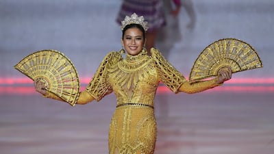 Miss Philippines Michelle Daniela Dee performs during the final in the ExCel centre in London. EPA