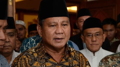 Indonesian presidential candidate Prabowo Subianto. Romeo Gacad / AFP