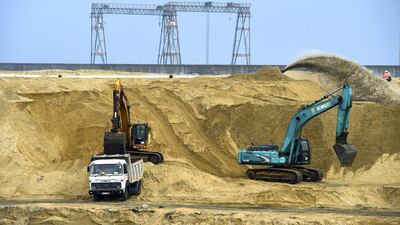 Construction at a Chinese-funded $1.4 billion land reclamation project in Colombo, Sri Lanka AFP