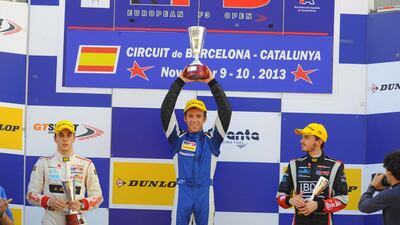 Ed Jones, pictured on top of the podium after winning the Formula 3 European Open championship, is making a name for himself in the United States. Courtesy: Ed Jones