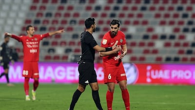 Iranian footballer Saeed Ezatolahi in action for Shabab Al Ahli.