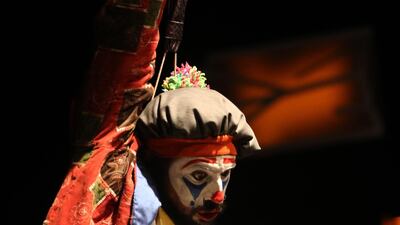 Hazem Zaidan performs in the show, which details real-life stories from Syrians during the years of war. EPA