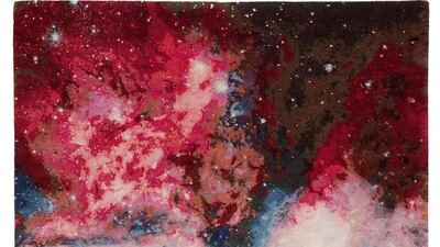 A carpet from Jan Kath's Spacecrafted collection, where intensely detailed and vividly coloured images of space are reproduced in carpet form. Courtesy Jan Kath